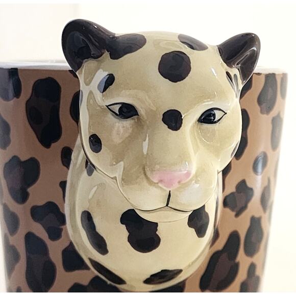 MUG/CUP-Leopard Print-Leopard Head and Handle, Unique, Holds 8 oz/1 cup - Picture 8 of 13